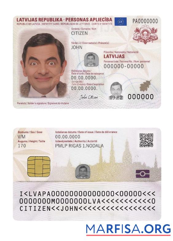 Downloadable Latvia ID Card, 2019 Present example